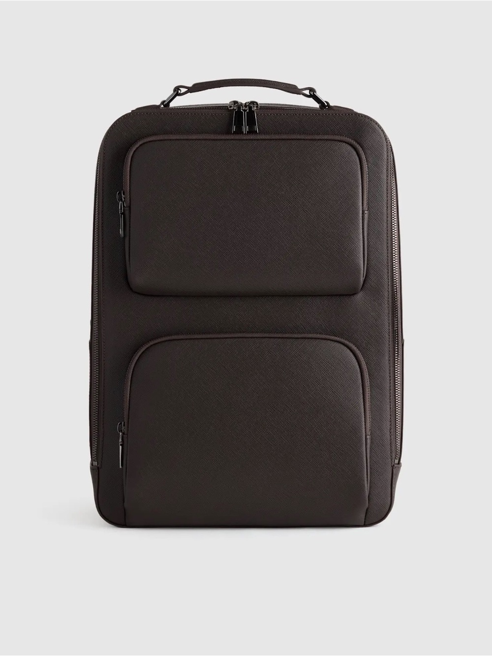 Quince Men’s Italian  Saffiano Laptop Backpack in Hickory